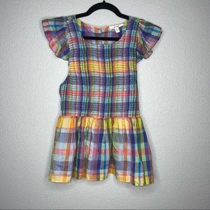 Mi ami Plaid blue tank top blouse- L